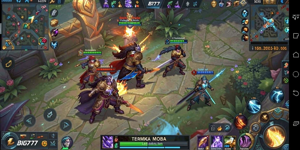 Screenshot menampilkan pertarungan epik dalam game MOBA BIG777.