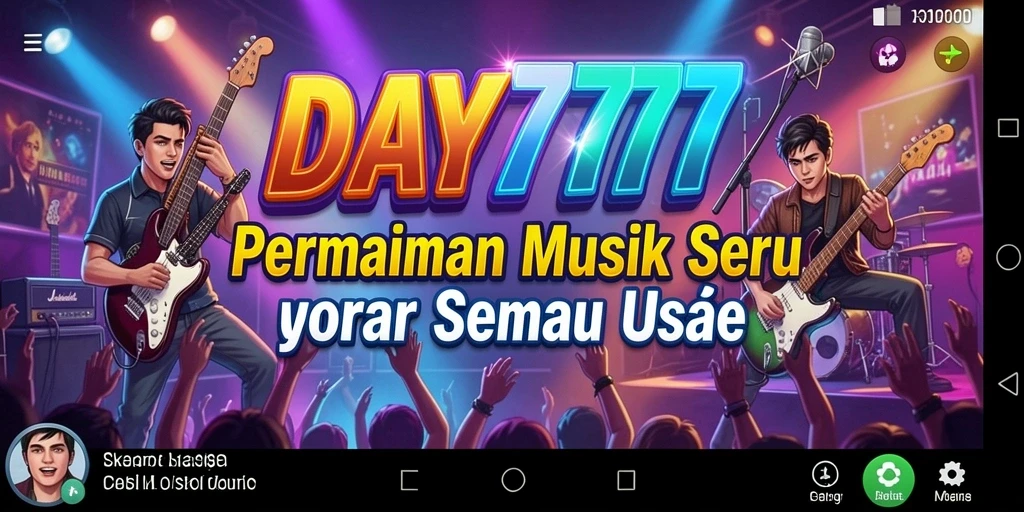 Tampilan gameplay DAY777 yang menampilkan keseruan bermain musik.
