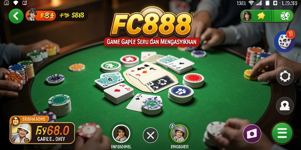 Screenshot gameplay FC888 menampilkan suasana seru bermain Gaple.