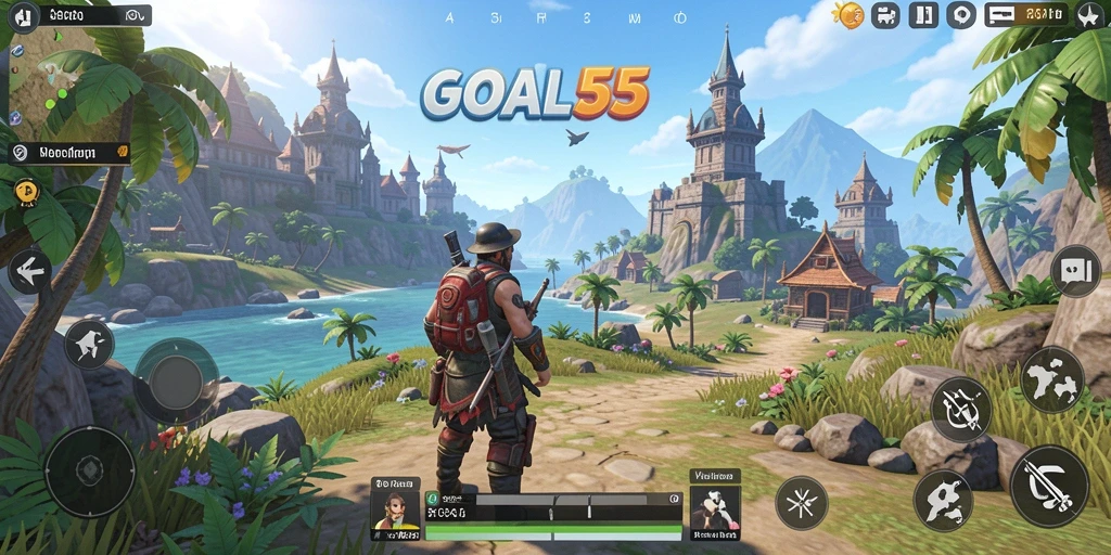 Screenshot menampilkan aksi seru dalam dunia terbuka GOAL55.