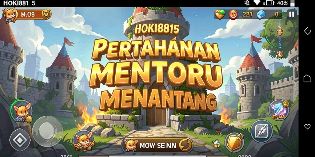 Screenshot HOKI8815 menampilkan aksi pertahanan menara yang intens.