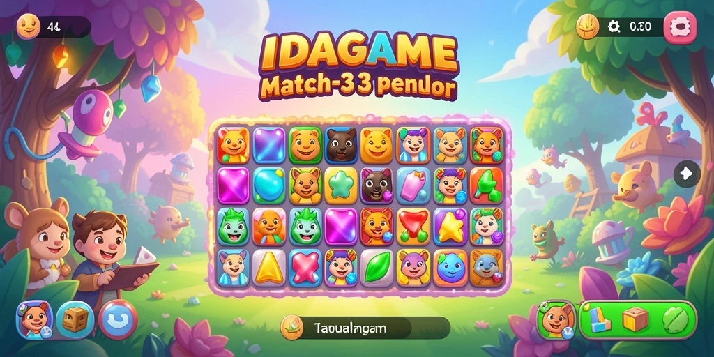 Tampilan gameplay IDAGAME yang penuh warna dan seru.