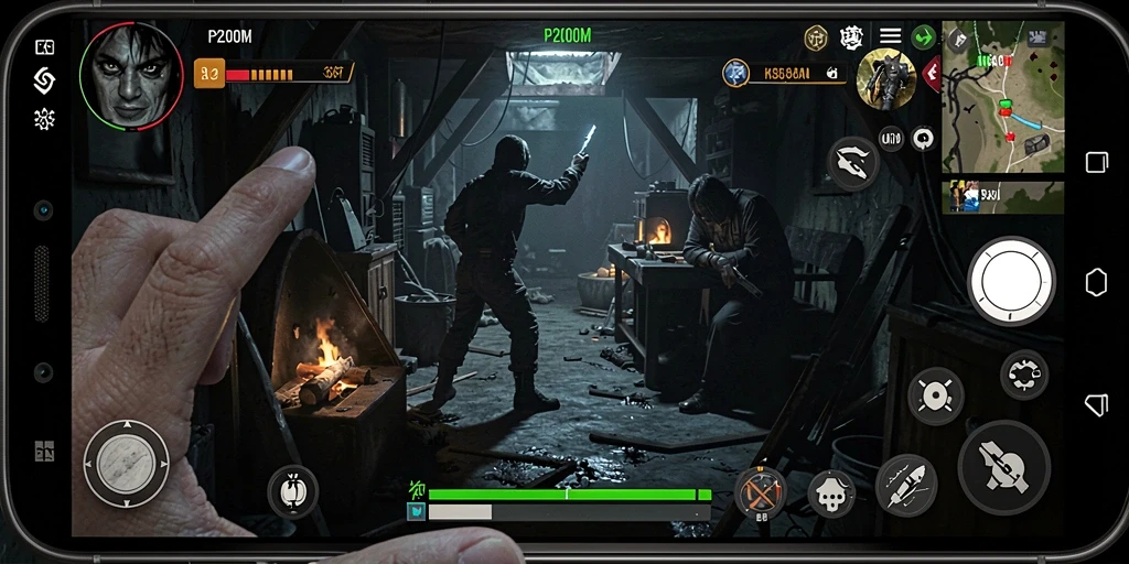 Screenshot gameplay P200M menampilkan suasana horor yang mencekam.