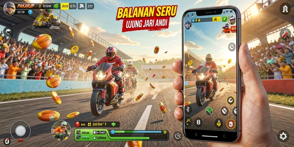 Screenshot dari gameplay PAKARJP yang mendebarkan dan penuh aksi balapan.