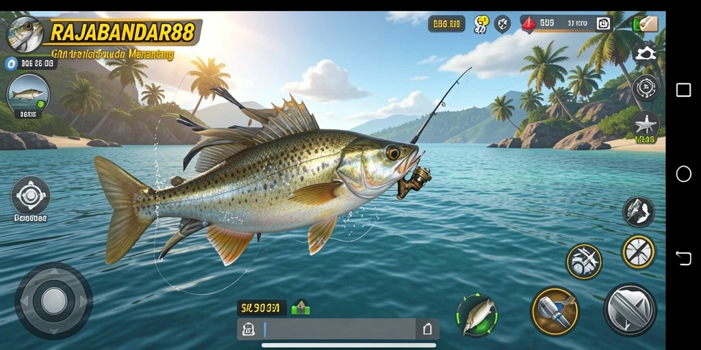 Tampilan gameplay RAJABANDAR88 yang menarik dalam suasana memancing.