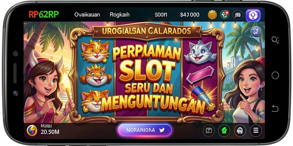Tampilan gameplay seru dari RP62RP yang penuh warna dan mendebarkan.