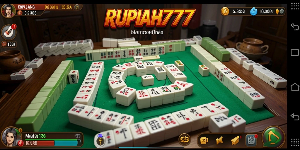 Screenshot RUPIAH777 menunjukkan gameplay Mahjong yang menarik dengan grafis cerah.