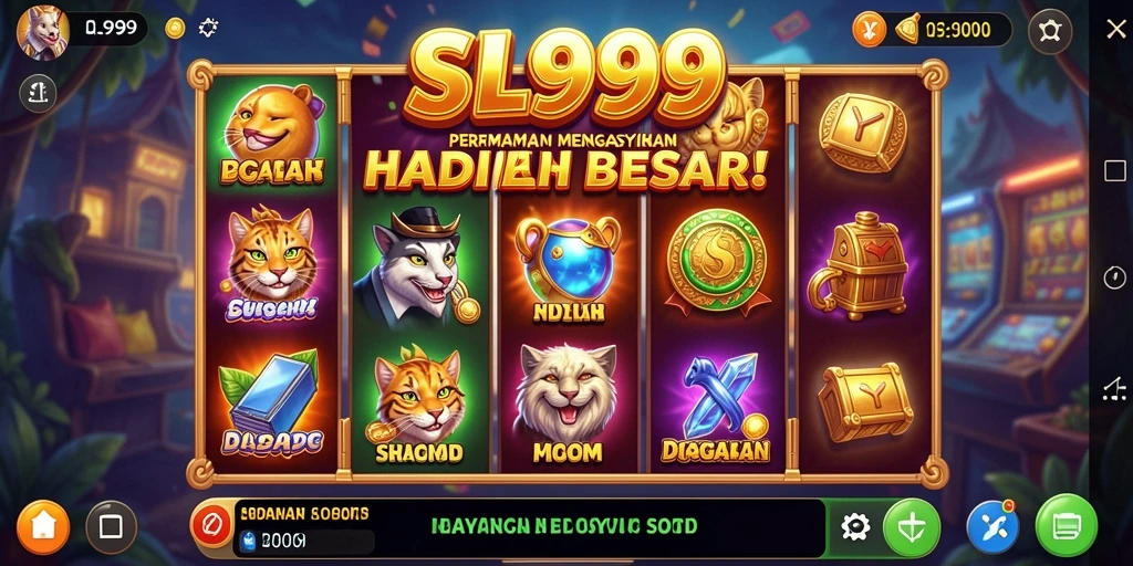 Screenshot utama SL999 menampilkan gameplay Slot yang seru dan penuh warna.