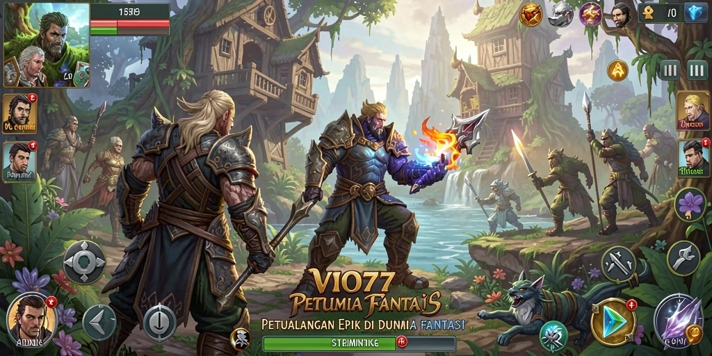 Screenshot menunjukkan aksi pertempuran epik dalam <strong>VIO77</strong>.
